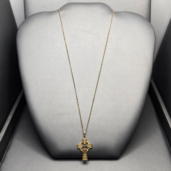 VTG Creed 14k Gold Filled Celtic Cross Pendant Necklace 18" Religious Jewelry - Picture 2 of 15